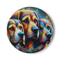 Colorful Trio Dogs Ceramic Coaster — 'Triple Threat' Beagle, Labrador & Rottweiler