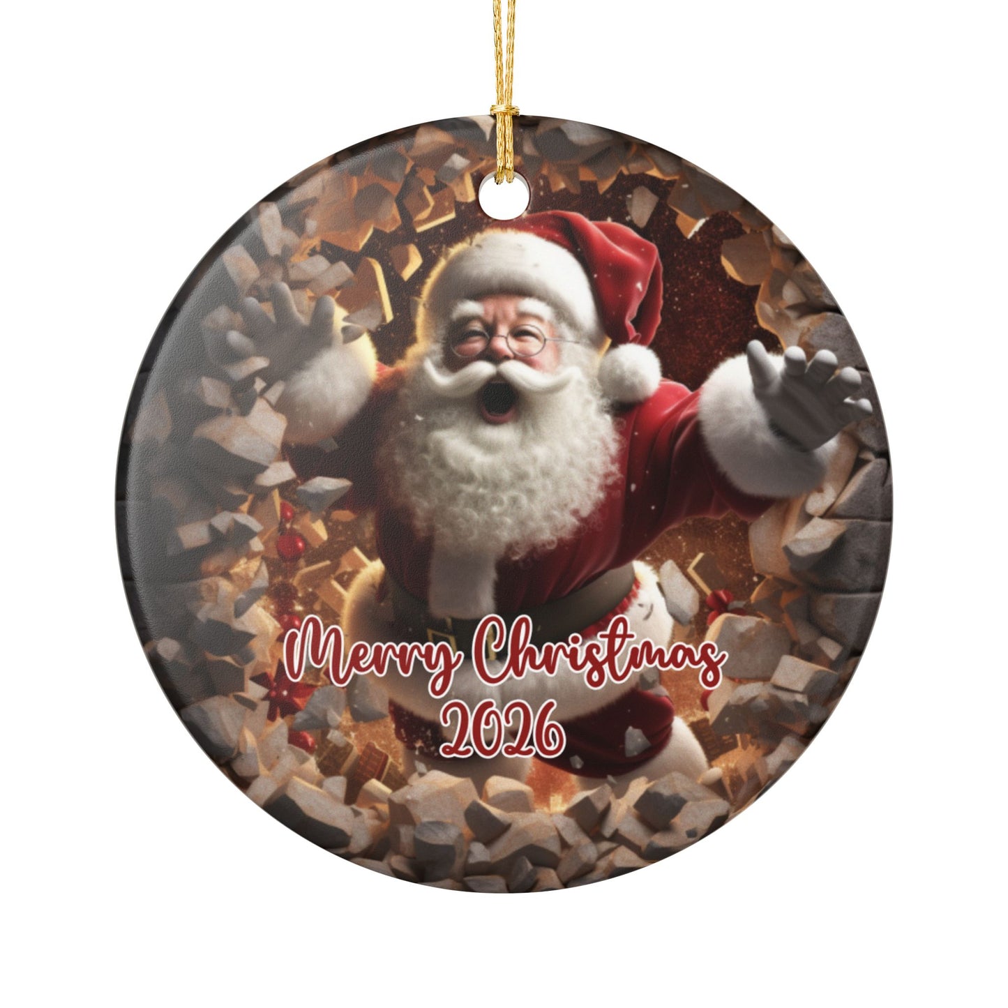 Ceramic Santa Christmas Ornament 2026 — 3D Cheerful St. Nick Decoration