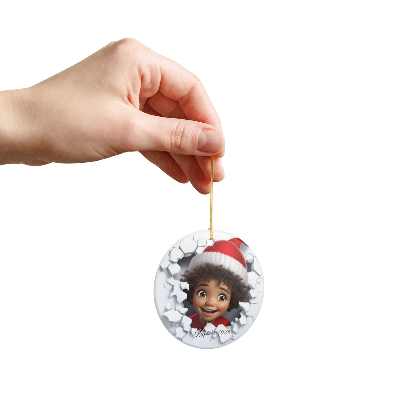 Christmas Ceramic Ornament with 3D Cheerful Elf - 2026