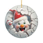 Festive 3D Snowman Ceramic Ornament — Holiday Tree Decoration