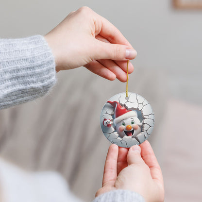 Festive 3D Snowman Ceramic Ornament — Holiday Tree Decoration