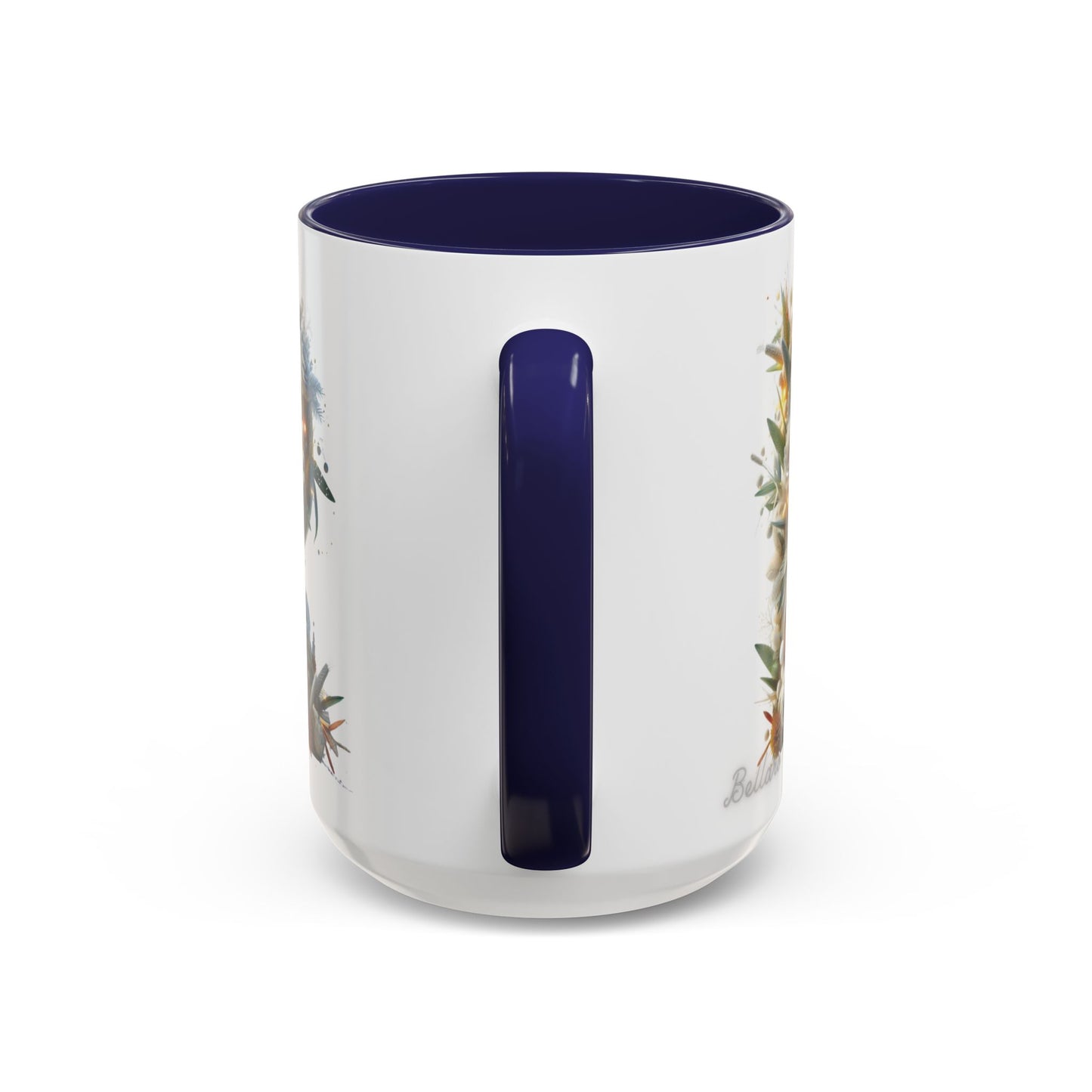 Personalized Monogram 'R' Artistic Floral Accent Coffee Mug 15oz