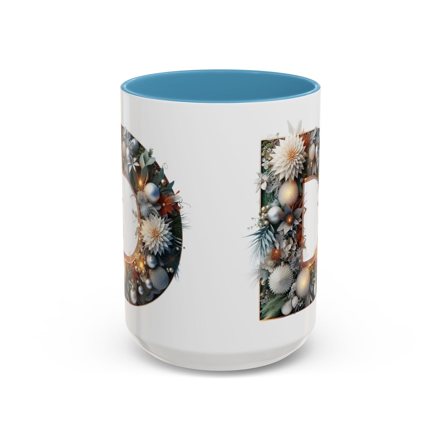 Letter 'D' Initial Coffee Mug — Floral Monogram Accent Mug 15 oz
