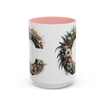 Floral Letter 'C' Accent Coffee Mug — Monogram Initial Ceramic Mug