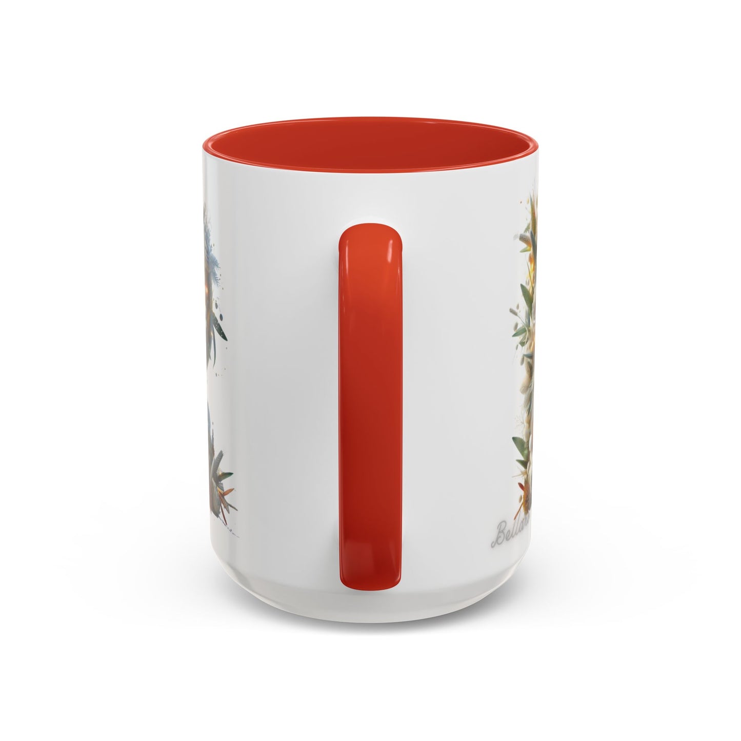 Personalized Monogram 'R' Artistic Floral Accent Coffee Mug 15oz