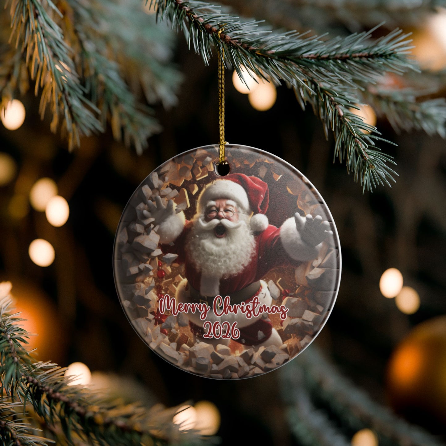 Ceramic Santa Christmas Ornament 2026 — 3D Cheerful St. Nick Decoration