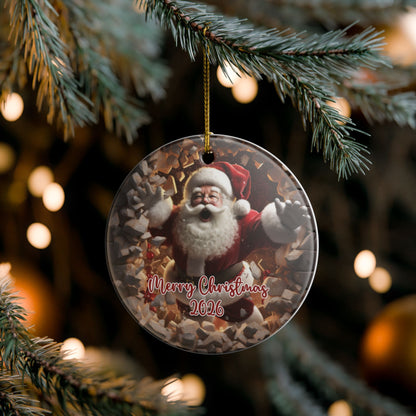 Ceramic Santa Christmas Ornament 2026 — 3D Cheerful St. Nick Decoration