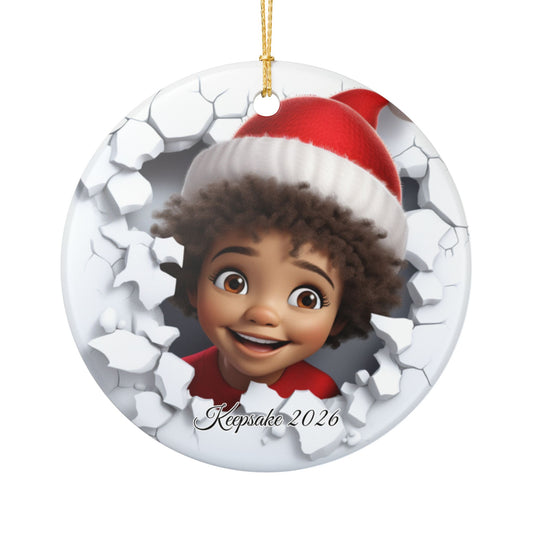 Christmas Ceramic Ornament with 3D Cheerful Elf - 2026