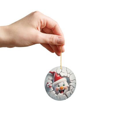 Festive 3D Snowman Ceramic Ornament — Holiday Tree Decoration