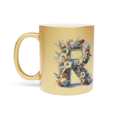 Metallic Mug - Personalized Monogram "R" Coffee Mug - 11oz