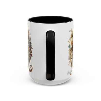 Floral Coffee Mug — Decorative 'Q' Monogram Accent Mug 15oz