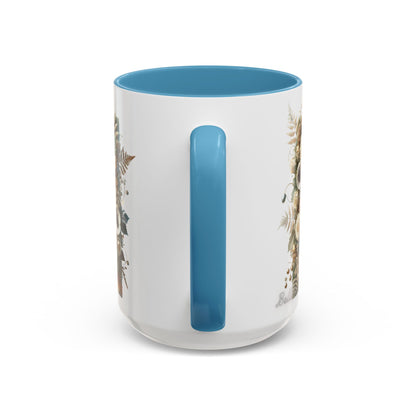 Floral Letter 'H' Accent Coffee Mug — Botanical Monogram Ceramic Mug