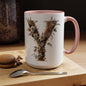 Artistic Monogram 'Y' Accent Coffee Mug — Elegant Botanical Initial Mug 15oz