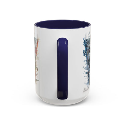 Floral Monogram Letter 'W' Accent Coffee Mug — Decorative Initial Monogram Mug 15oz