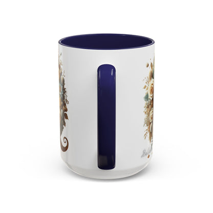 Floral Coffee Mug — Decorative 'Q' Monogram Accent Mug 15oz