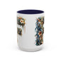 Floral Letter 'F' Accent Coffee Mug — Botanical Monogram 15oz