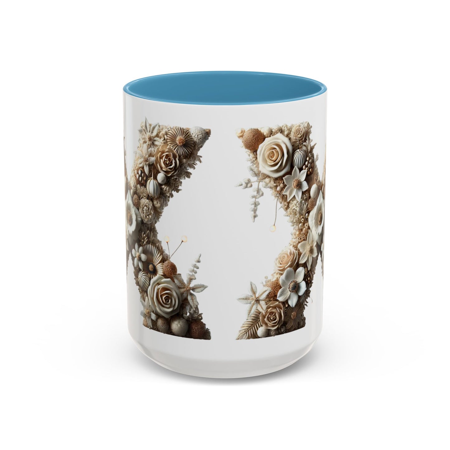 Artistic Letter 'X' Accent Coffee Mug – Neutral Rustic Botanical Initial