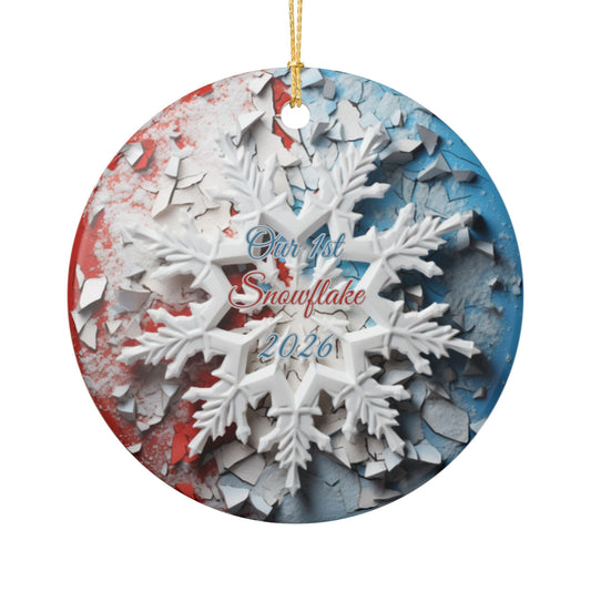 'Our 1st Snowflake 2026' Ceramic Ornament — Baby's First Christmas Keepsake