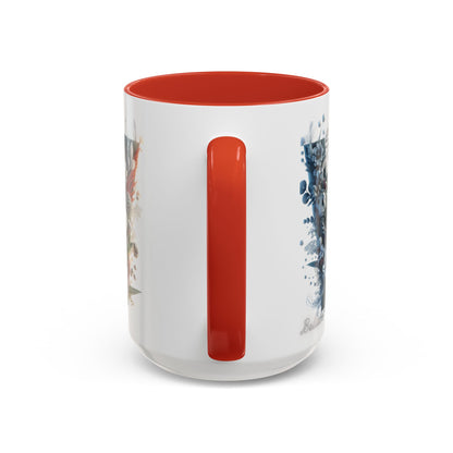 Floral Monogram Letter 'W' Accent Coffee Mug — Decorative Initial Monogram Mug 15oz