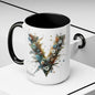 Artistic Letter 'V' Accent Coffee Mug — Botanical Initial Ceramic Mug 15 oz