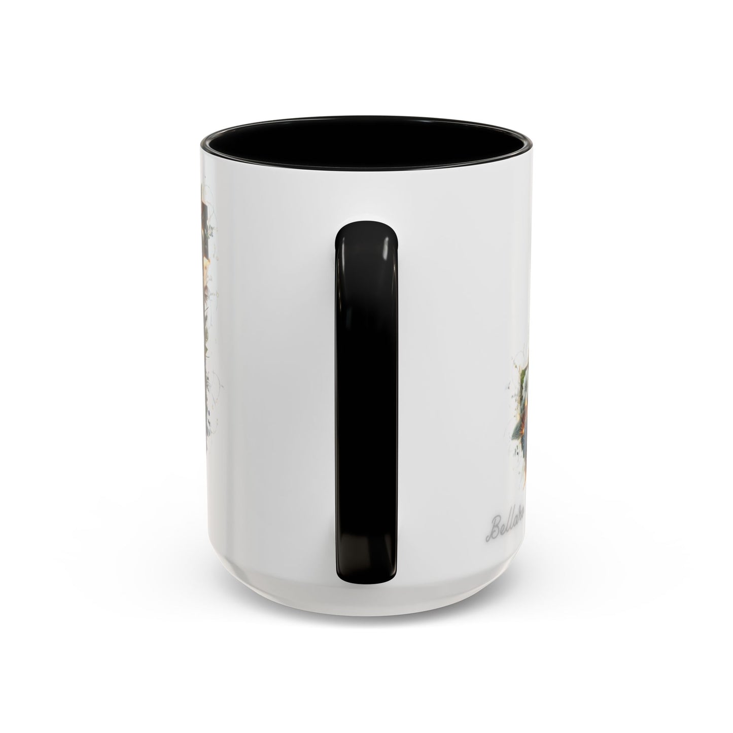 Floral Monogram Coffee Mug — Letter 'J' Accent Mug 15 oz