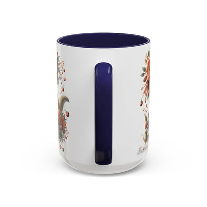 Floral Monogram 'S' Accent Coffee Mug – Vintage Rose Initial Mug 15oz