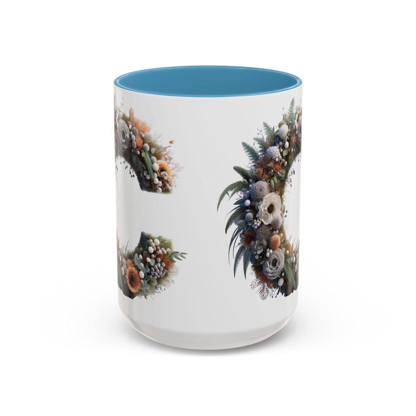 Floral Letter 'C' Accent Coffee Mug — Monogram Initial Ceramic Mug