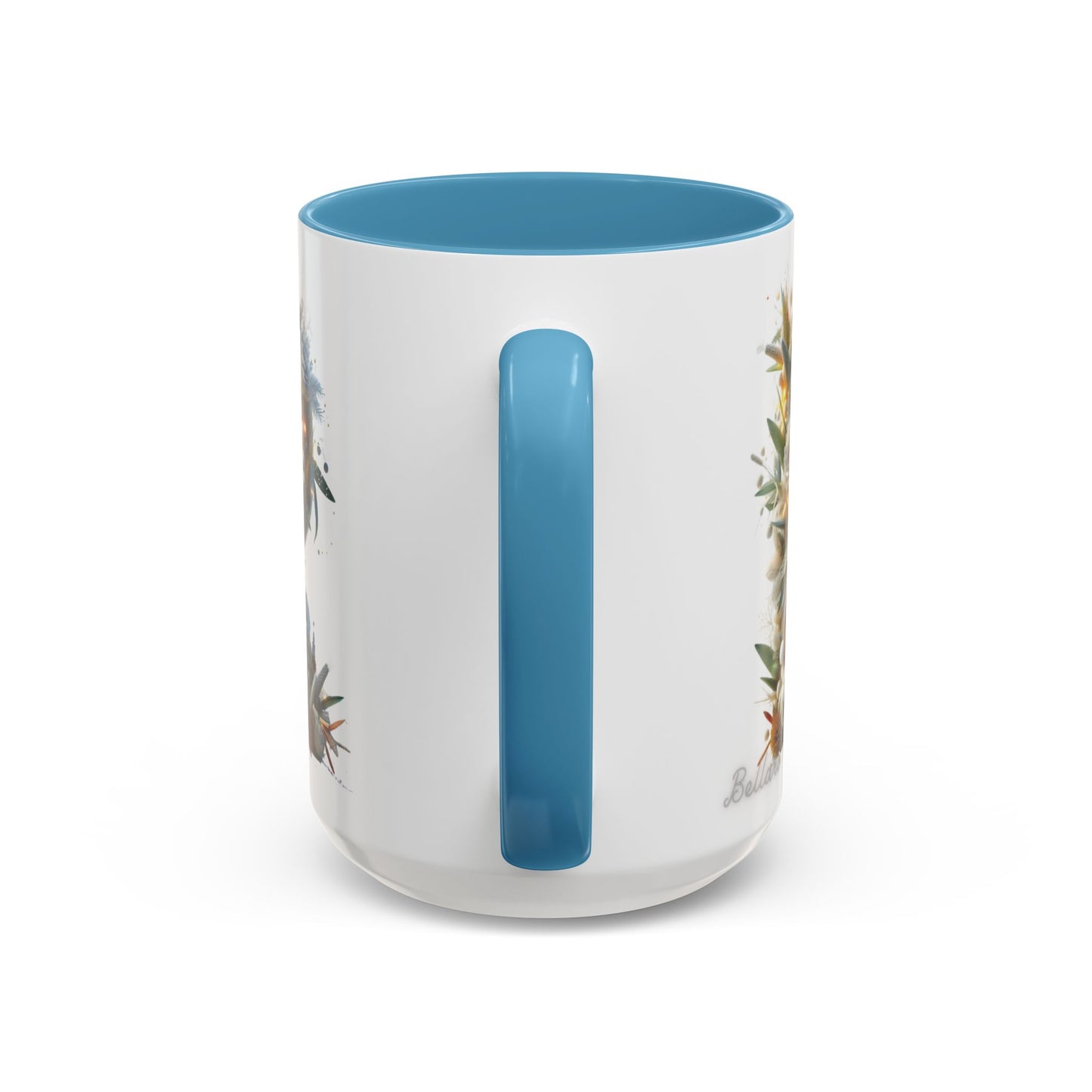 Personalized Monogram 'R' Artistic Floral Accent Coffee Mug 15oz