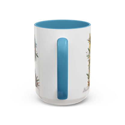 Personalized Monogram 'R' Artistic Floral Accent Coffee Mug 15oz