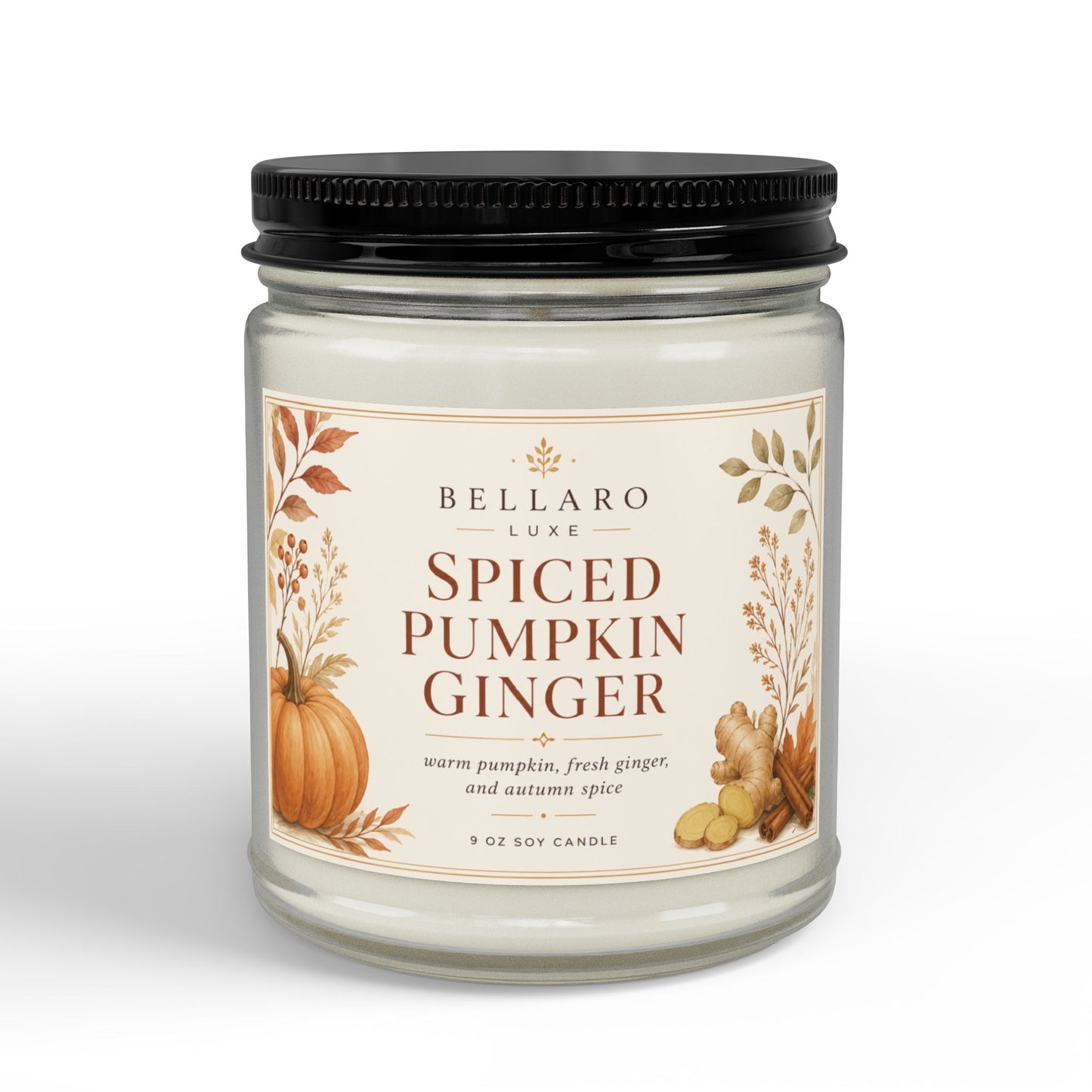 Spiced Pumpkin Ginger Soy Candle | Hand-Poured 9oz Fall Scented Candle