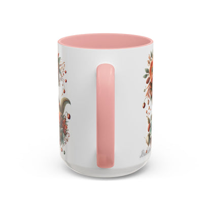 Floral Monogram 'S' Accent Coffee Mug – Vintage Rose Initial Mug 15oz