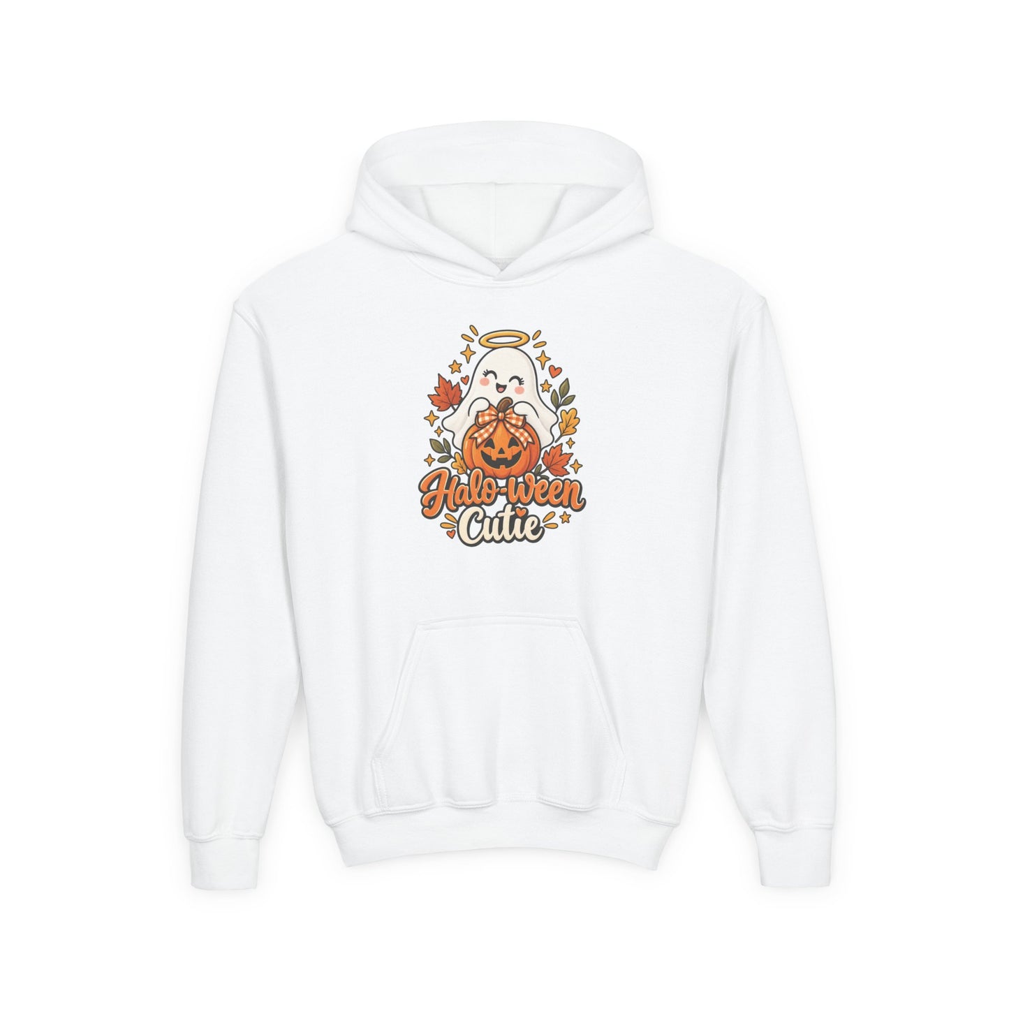Halloween Cutie Youth Hoodie — Cute Ghost & Jack-O’-Lantern Kids Pullover