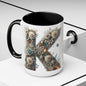 Floral Letter 'K' Accent Coffee Mug — Elegant Botanical Monogram Gift 15oz