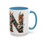 Floral Letter 'N' Accent Coffee Mug — Botanical Monogram Gift 15oz