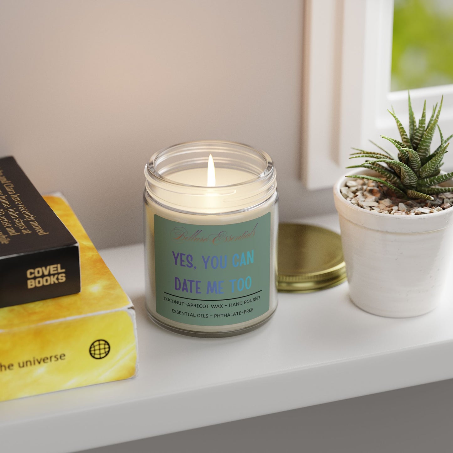 Scented Candle — “Yes, You Can Date Me Too” Coconut Apricot Wax (4oz, 9oz)