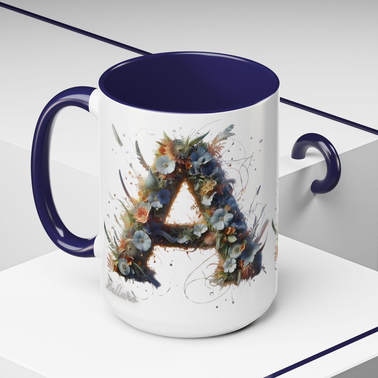 Floral Monogram 'A' Accent Coffee Mug — Artistic Alphabet Initial Gift