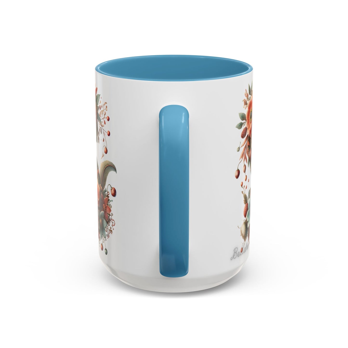Floral Monogram 'S' Accent Coffee Mug – Vintage Rose Initial Mug 15oz