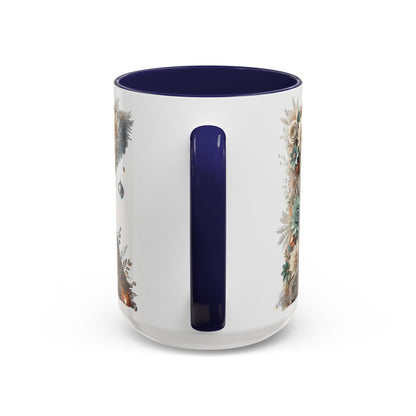 Floral Letter 'K' Accent Coffee Mug — Elegant Botanical Monogram Gift 15oz