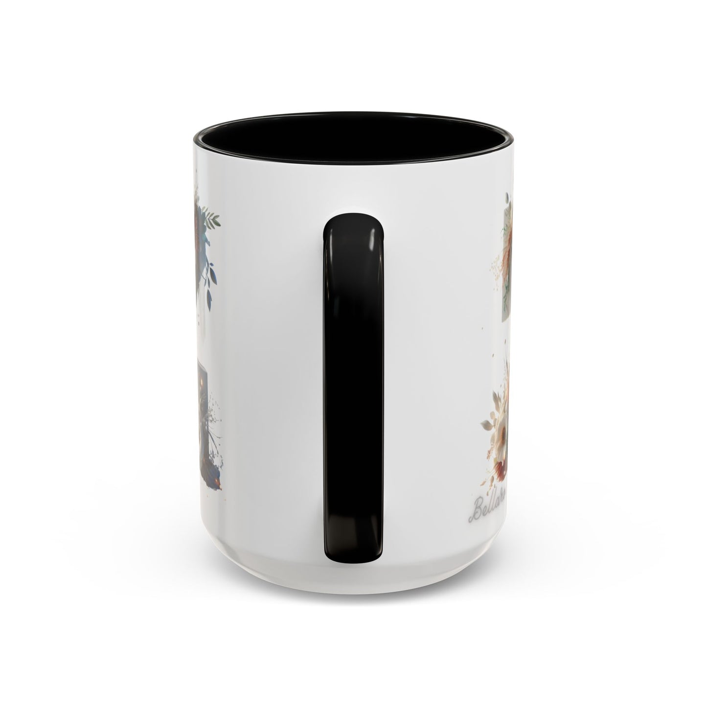 Floral Monogram 'Z' Accent Coffee Mug — 15oz Personalized Initial Mug