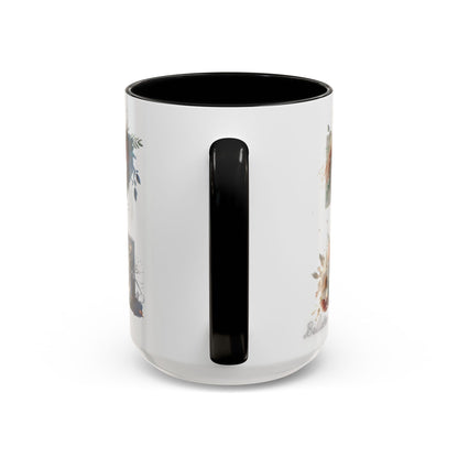 Floral Monogram 'Z' Accent Coffee Mug — 15oz Personalized Initial Mug