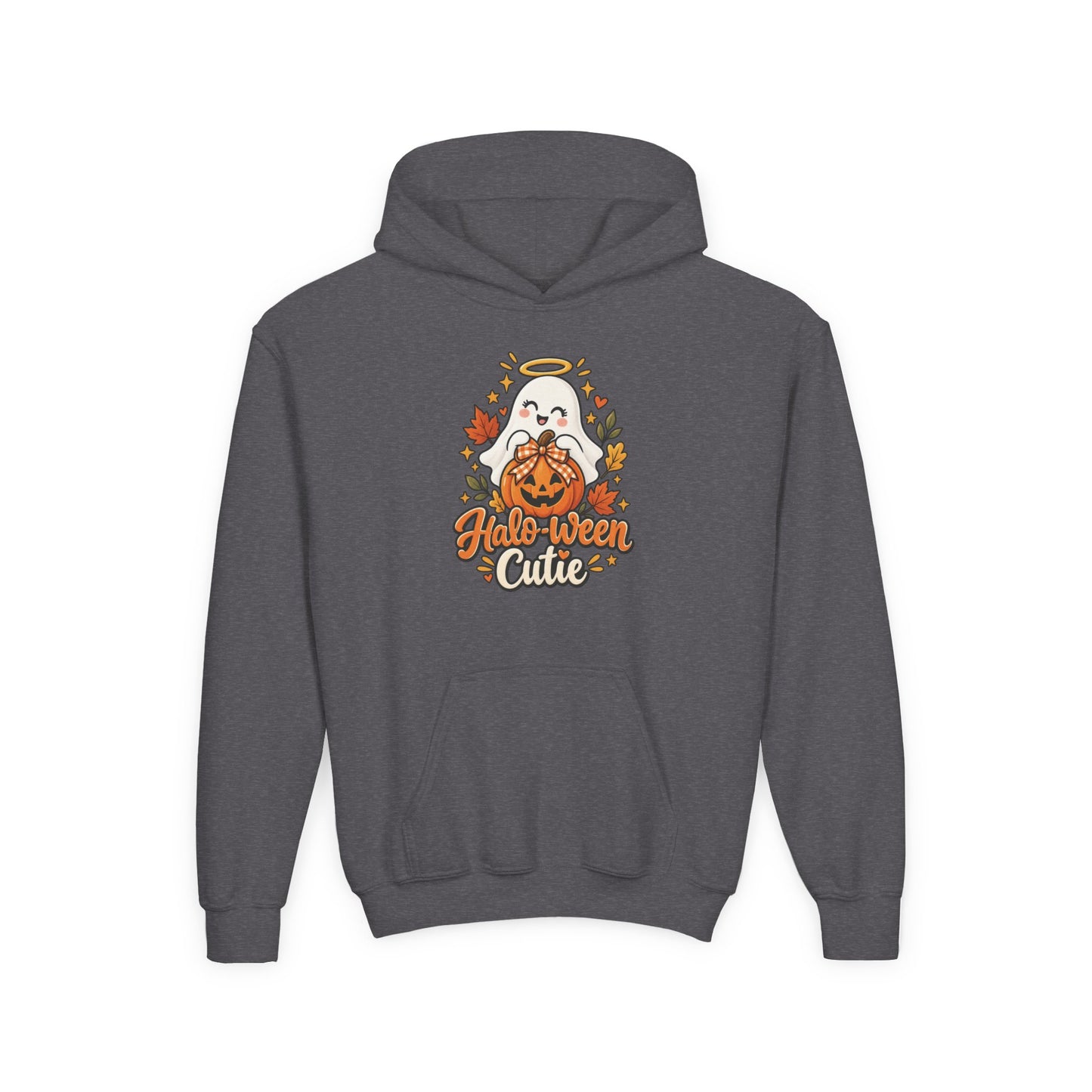 Halloween Cutie Youth Hoodie — Cute Ghost & Jack-O’-Lantern Kids Pullover