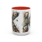 Floral Letter 'K' Accent Coffee Mug — Elegant Botanical Monogram Gift 15oz