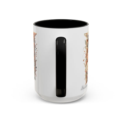 Floral Monogram 'U' Accent Coffee Mug – Floral Letter U Ceramic Mug 15oz
