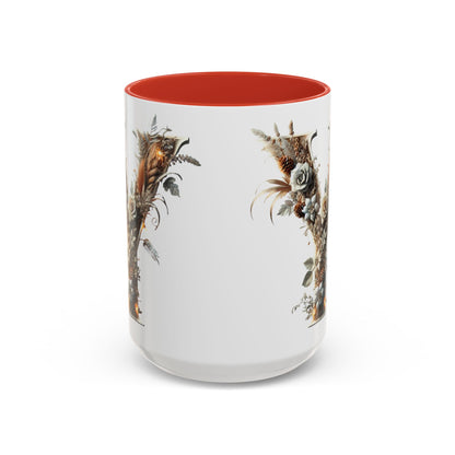Artistic Monogram 'Y' Accent Coffee Mug — Elegant Botanical Initial Mug 15oz