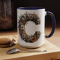 Floral Letter 'C' Accent Coffee Mug — Monogram Initial Ceramic Mug