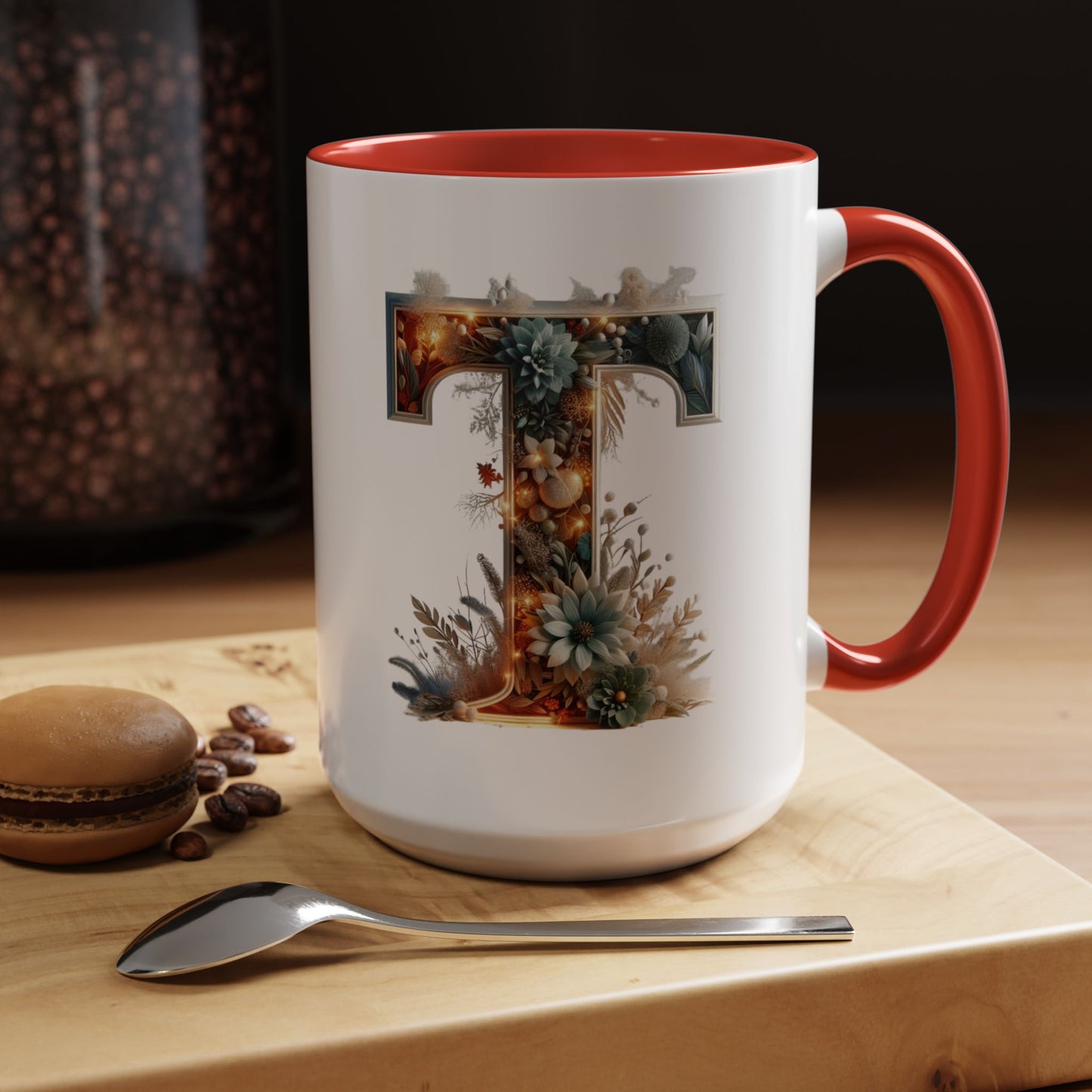 Accent Letter 'T' Coffee Mug — Colorful 15oz Personalized Initial Mug