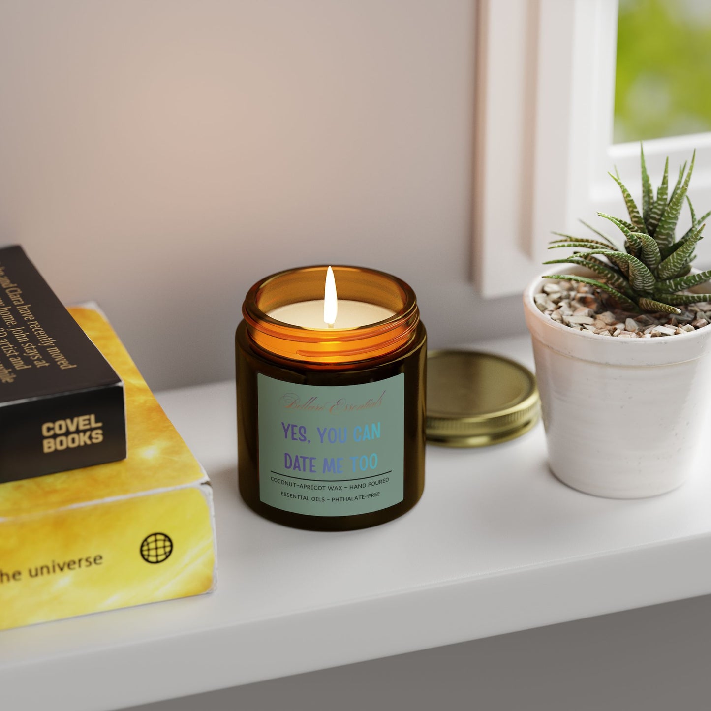 Scented Candle — “Yes, You Can Date Me Too” Coconut Apricot Wax (4oz, 9oz)