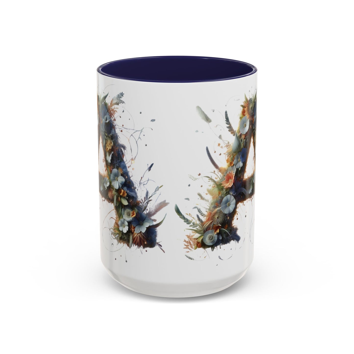 Floral Monogram 'A' Accent Coffee Mug — Artistic Alphabet Initial Gift