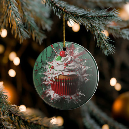 Ceramic Ornament - 3D Christmas Cupcake Decor
