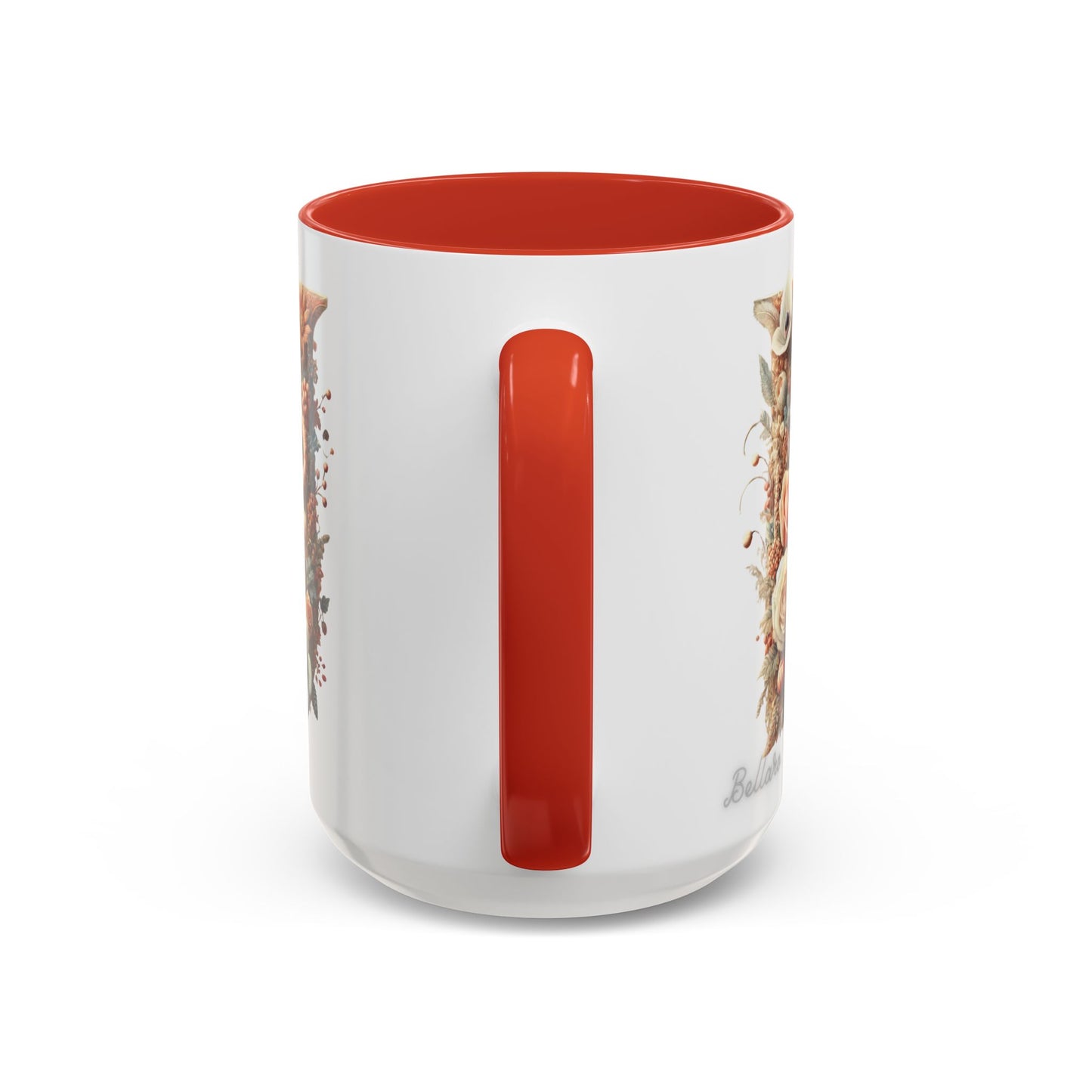 Floral Monogram 'U' Accent Coffee Mug – Floral Letter U Ceramic Mug 15oz